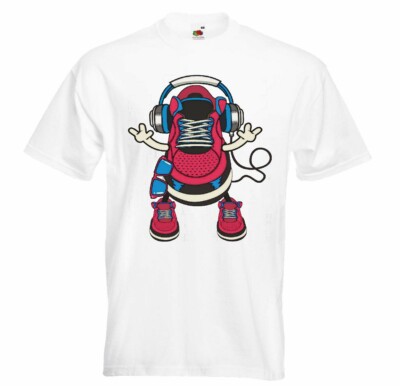 T-Shirt TURNSCHUH MIT KOPFHÖRER TECHNO JAZZ FUNKY SOUL TRANCE FESTIVAL HOUSE HIP