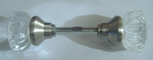 GLASS DOOR KNOBS WITH A SATIN NICKEL FINISH BASE VINTAGE STYLE FREE SHIPPING