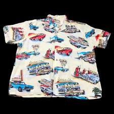 Vintage 90s Paradise Found General Motors Car Hawaiian Shirt Adult Size XL