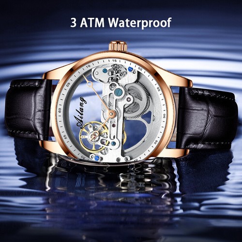 AILANG Men Watch Double-sided Hollow Automatic Mechanical Wristwatch Waterproof - Picture 16 of 30