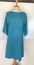 Vintage 60s R K Originals Aqua Blue White Collar MOD Dress S/M