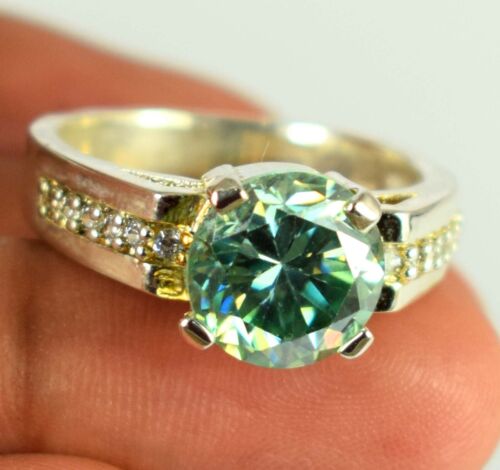 Green Round Brilliant Cut Diamond Solitaire 5.78 Ct Certified Latest Design Ring