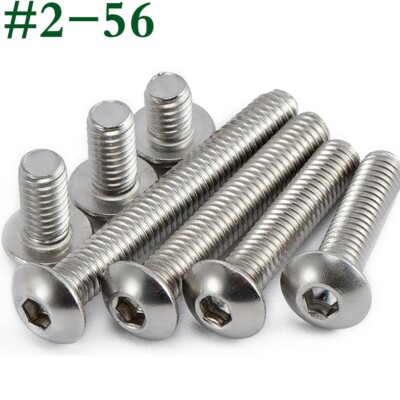 #2-56 UNC 304 Stainless Steel Button Head Allen Hex Socket Cap Screws Bolts 18-8
