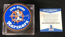 Harry Howell Signed San Diego Mariners WHA Puck Beckett COA New York Rangers