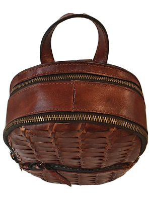 Patricia Nash Woven Collection Jacini Brown Leather Backpack 
