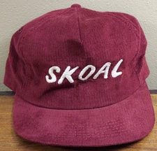 Vintage Skoal Corduroy Snapback Hat Cap Red Maroon Rare Tobacco K Products Brand