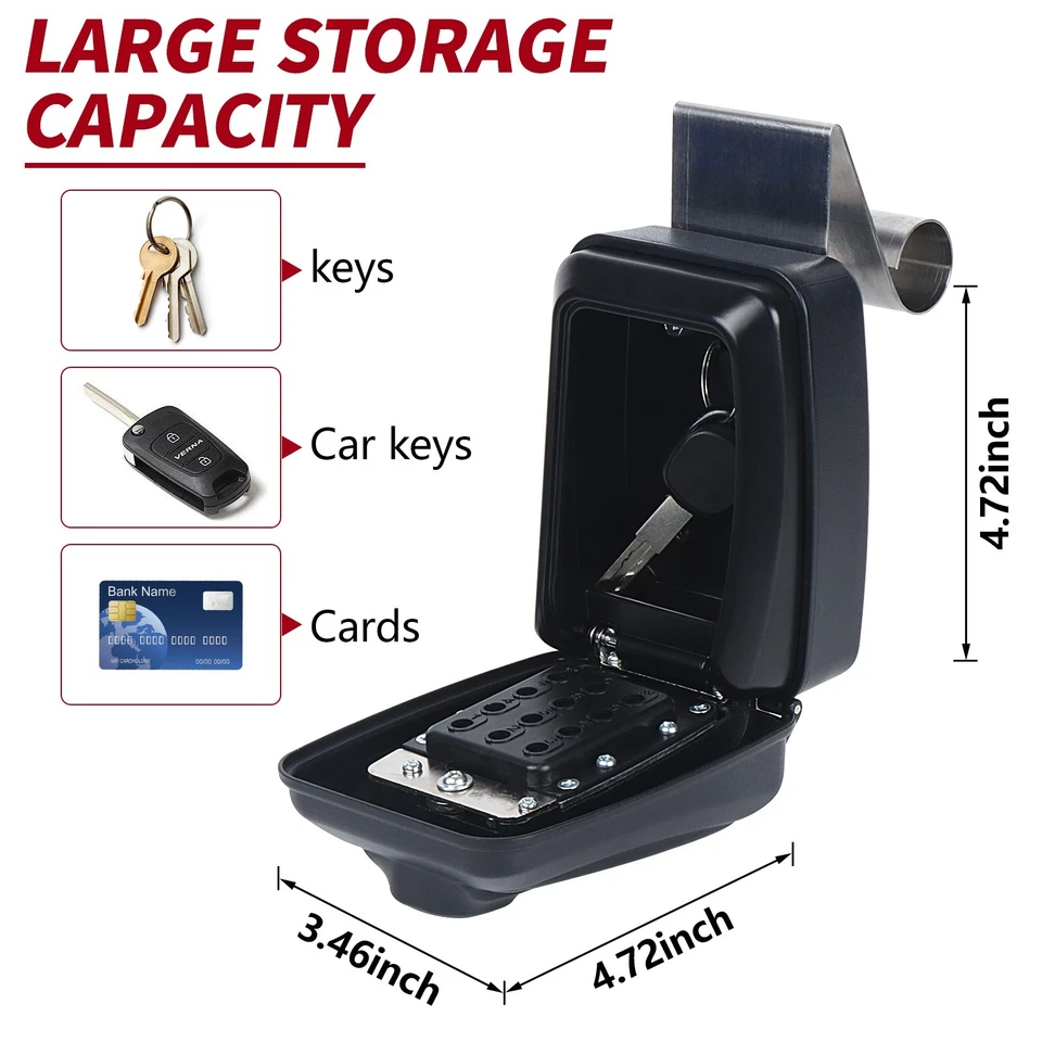 Car Window Lock Box for Turo, Black Portable Lockbox for Car Keys, Car Key Lock - Image 2 of 4