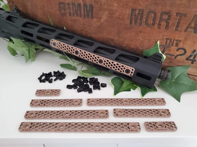 SMARTIE CUSTOMS Hex Pattern Assorted Size M-LOK MLOK Handguard Rail Slot Cover - w/Hardware