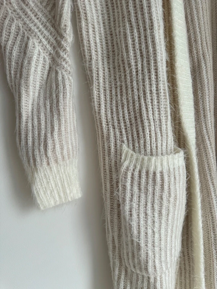 Cárdigan Calvin Klein Chucky tejido mezcla de lana para mujer talla S crema largo Foto 4 de 4