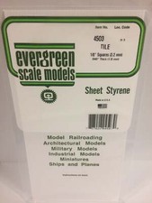 Evergreen Scale Models Styrene Square Tile .040 x 6 x 12in .1 x 15.2 x 30.5 4503
