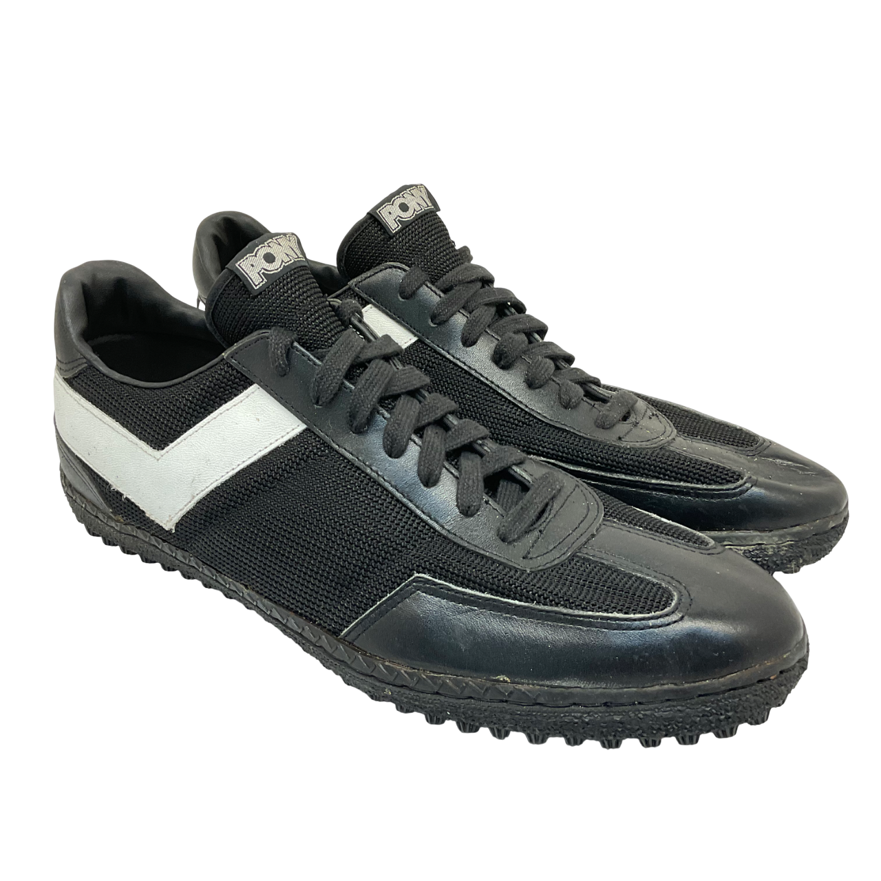 Scarpe da calcio uomo Pony taglio basso vintage erba 4506 nero bianco taglia 13M