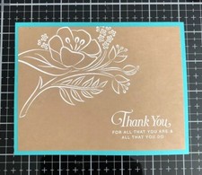 Card Set Of 4 Stampin Up White Embossed  Thank You  