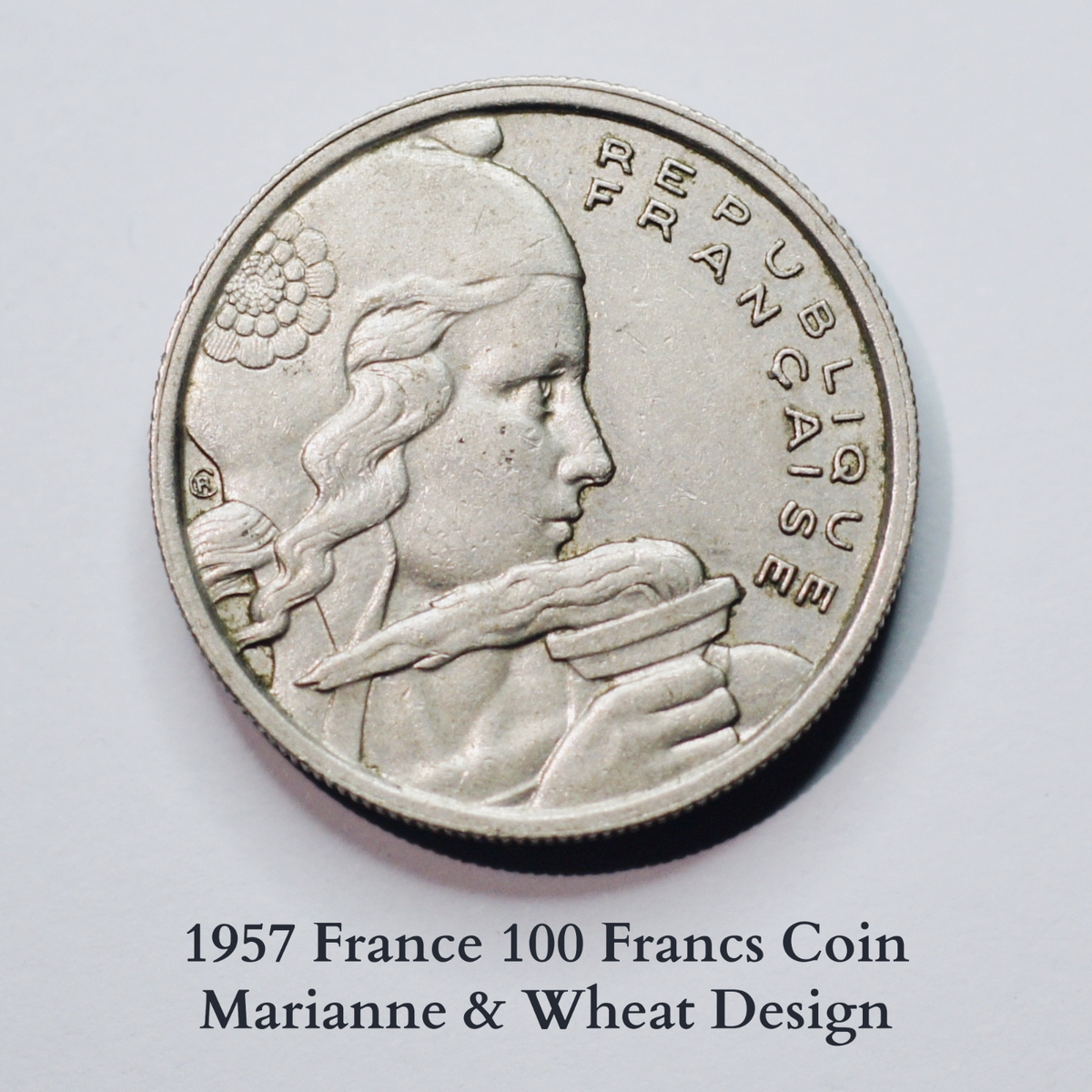 フランフラン 1957 France 100 Francs Coin - XF - KM.919 - Coin-Marianne & Wheat