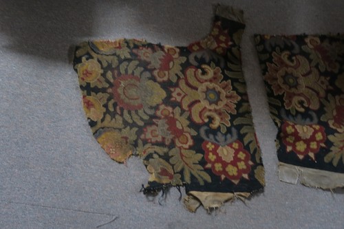 Set of 2 Antique Handmade French Tapestry fragment 18"x22" Floral Needlepoint - Picture 2 of 12