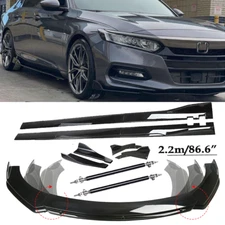 Front Bumper Lip Splitter Spoiler Side Skirt Strut Rod For Honda Accord EX-L LX