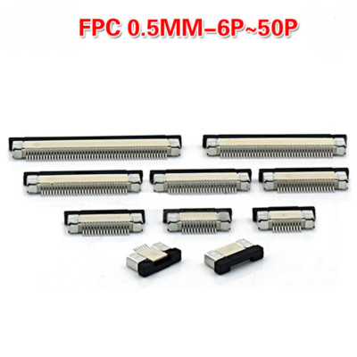 0.5mm FFC FPC Flat Cable Connector Socket 6Pin-50Pin Drawer Type Bottom Contact