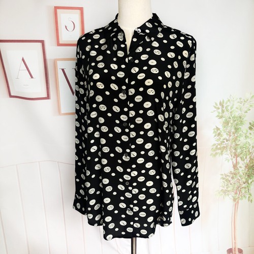 New Fashion EQ Polka Dot Print Silk Equipment Lapel Shirt Long-Sleeved Blouse - Bild 4 von 5