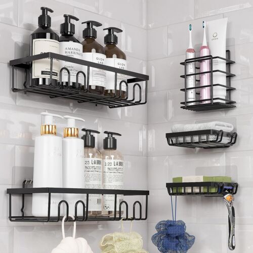 5 Pack Shower Caddy Adhesive Shower Organizer for Bathroom Storage & Kitchen - Afbeelding 1 van 14