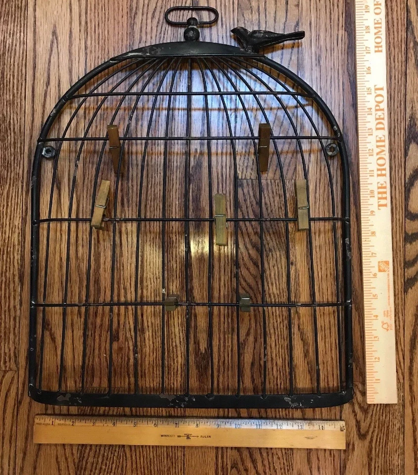 Birdcage Rustic Metal Wall Photo Memo Organizer Board - Image 2 of 4