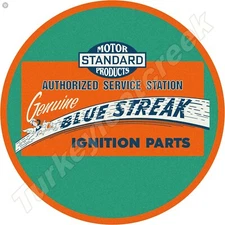 Blue Streak Ignition Parts 11.75" Round Metal Sign