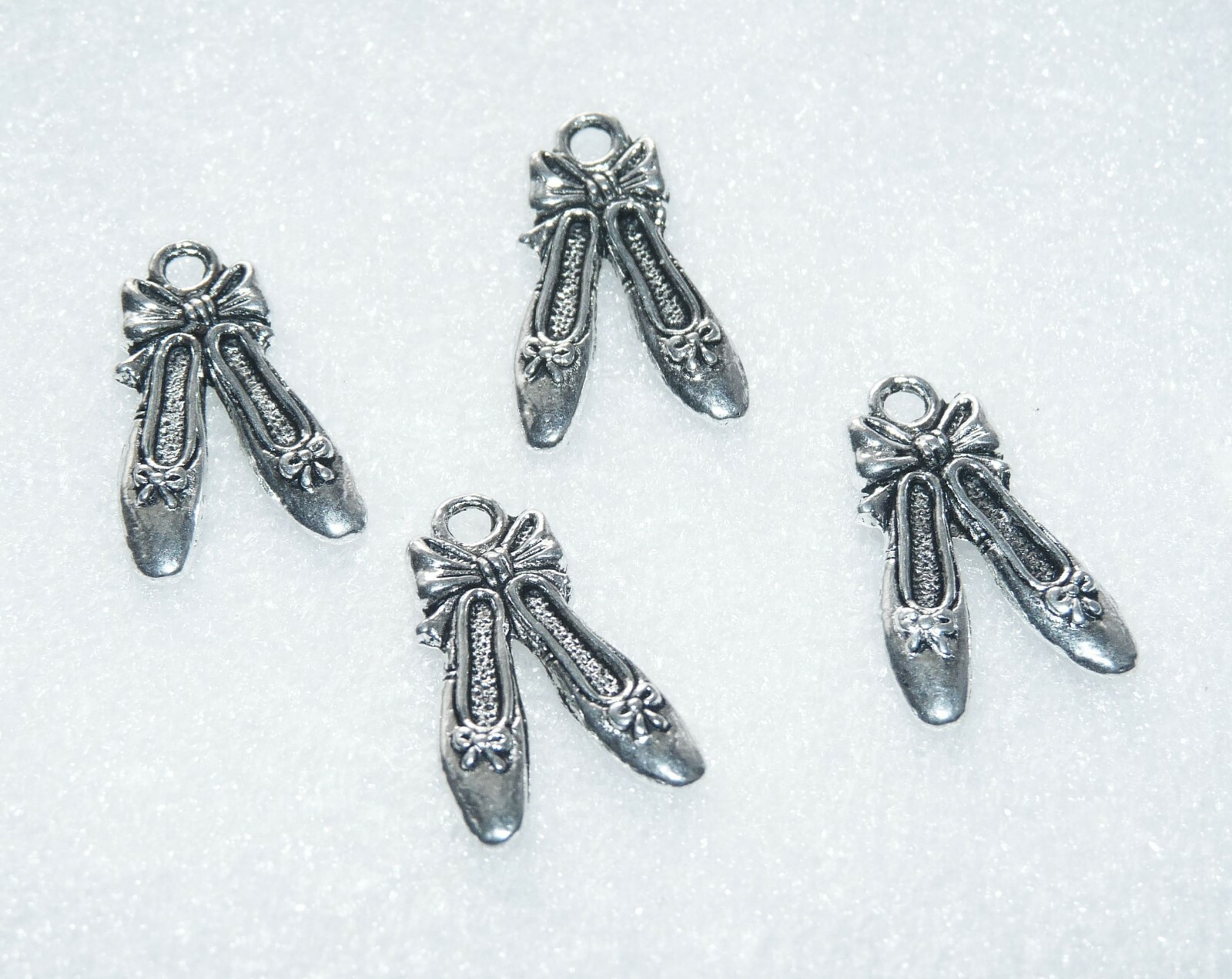 8 Ballet Shoe Charms for Bracelet, Slipper Pendant Necklace Supplies Silver Tone eBay