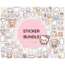 Digital Sticker Pack: 170+ Cute Kawaii Bear Stickers for Goodnotes, Planner