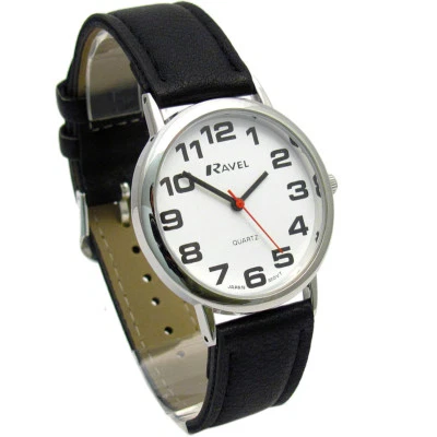 Ravel Mens Super-Clear Easy Read Quartz Watch Black Strap White Face R0105.06.1A - Image 1 of 2