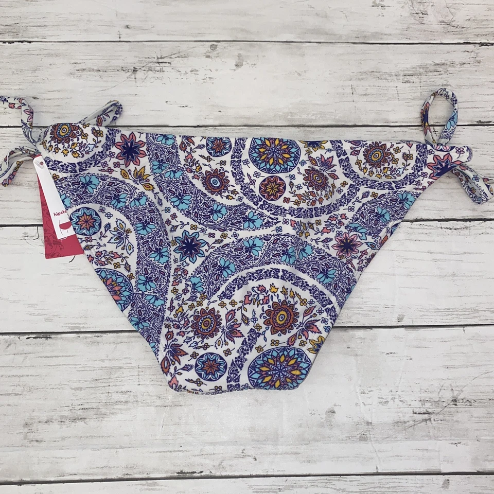Parte inferior de bikini Xhilaration para mujer mediana blanca multi cachemira hipster corbata natación M Foto 4 de 4