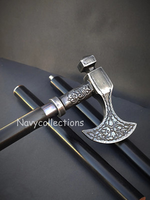 Vintage Wooden walking stick cane ice axe Germany Eispickl Piolet design Style