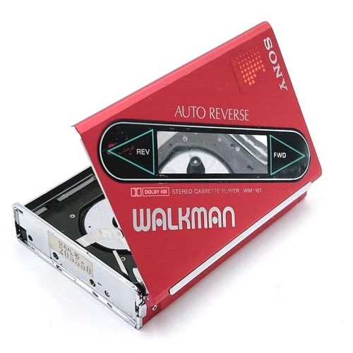 Sony Walkman WM-101 Portable Cassette Player RED Rare Vintage Working as is...