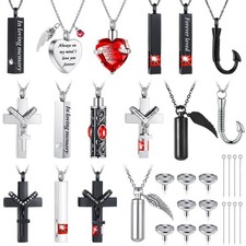 Urn Necklace for Ashes Waterproof Stainless Steel Carved Locket - 8 Filling Kit