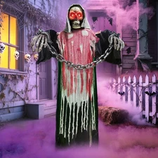 Halloween Decorations Outdoor, 6 Ft Large Animated Grim Reaper as photo show 