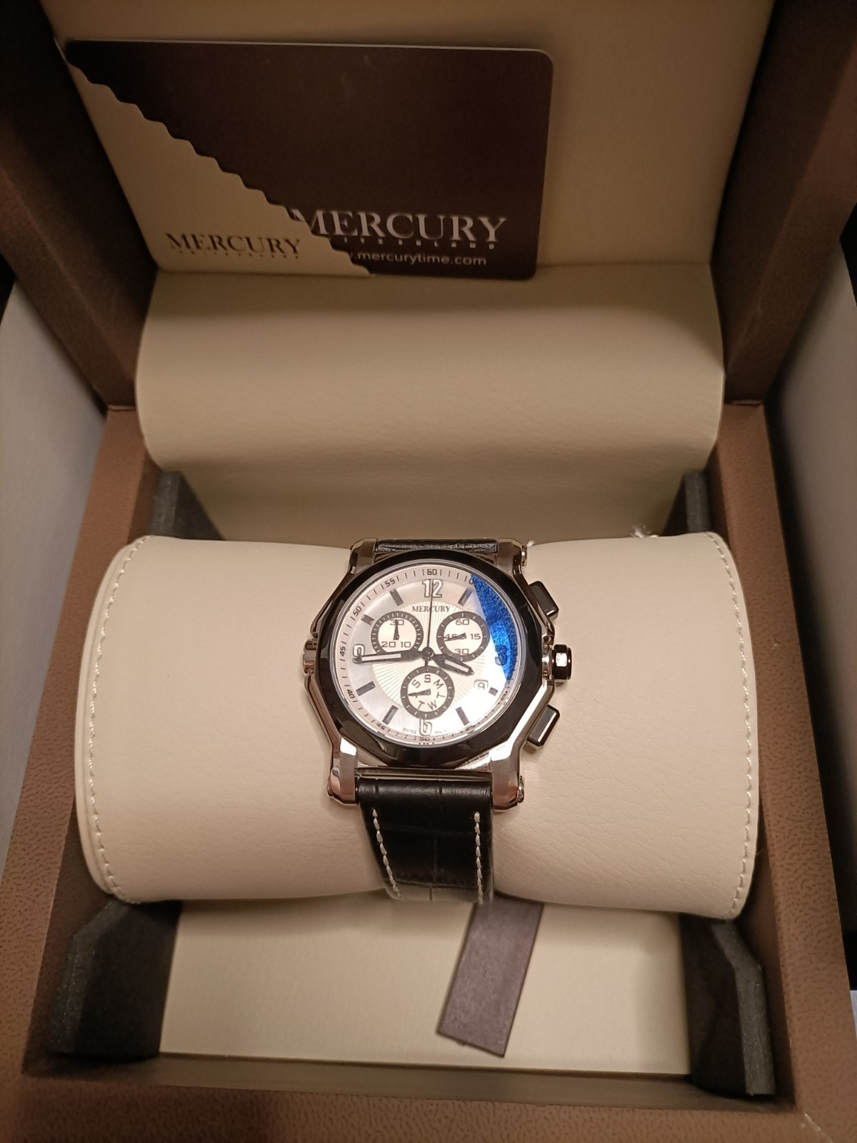 Montre chronographe Mercury cadran bleu de luxe ME 1075-SBL-7 en acier