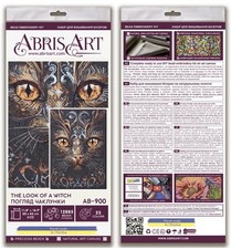 ABRIS ART AB- 900 Bead Embroidery Kit CAT Wall Art Set 12x17  Canvas Witch New