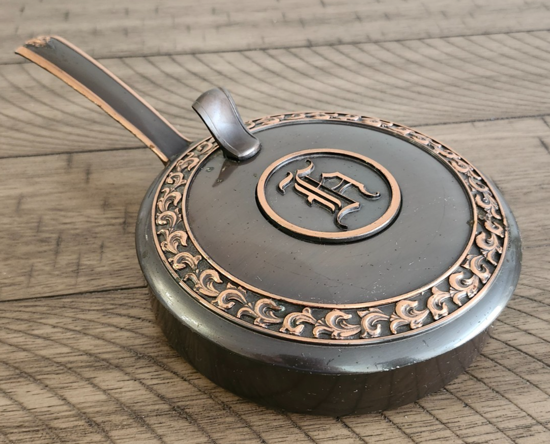 Vintage Silent Butler Ash Tray Hyde Park Heavy Copper Brass Metal