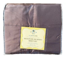 NEW! Old Stock Clara Clark Queen Sheet Set Signature 820 Series Brown sep25