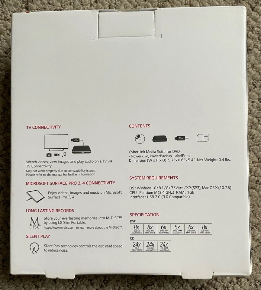 LG DVD Writer - Ultra Slim, Portable NIB - Image 3 of 4