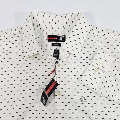 J.Ferrar Slim Fit Stretch XL Dress Shirt Mustache Bow Print 17-17.5 34-35  NWT | eBay