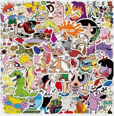 LOT OF 10 PCs Random 90s Kids Nostalgia Stickers Nickelodeon Cartoon Network USA
