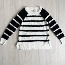 LOFT Black And White Striped Cozy Sweater Size XS