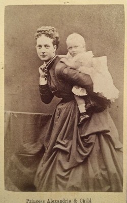 Alexandra of Denmark Princess of Wales Holding Daughter 1860s Royalty CDV Photo