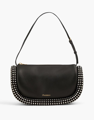 JW Anderson Crystal Bumper-15 Hobo Bag Black Leather Unisex NWT