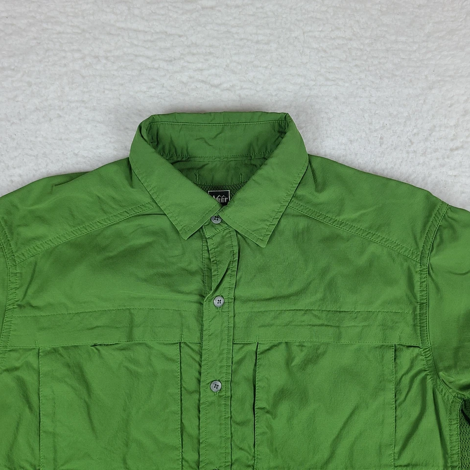 REI Shirt Mens Medium Green Solid Casual Sahara Outdoor Hiking Button Up - Image 3 of 4