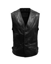 Herren Schwarze Echtleder Weste – Klassischer Stil – Berlin