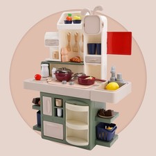 Kids Kitchen Play Set-Interactive Mist w/Water Circulation for Ages 3 Green