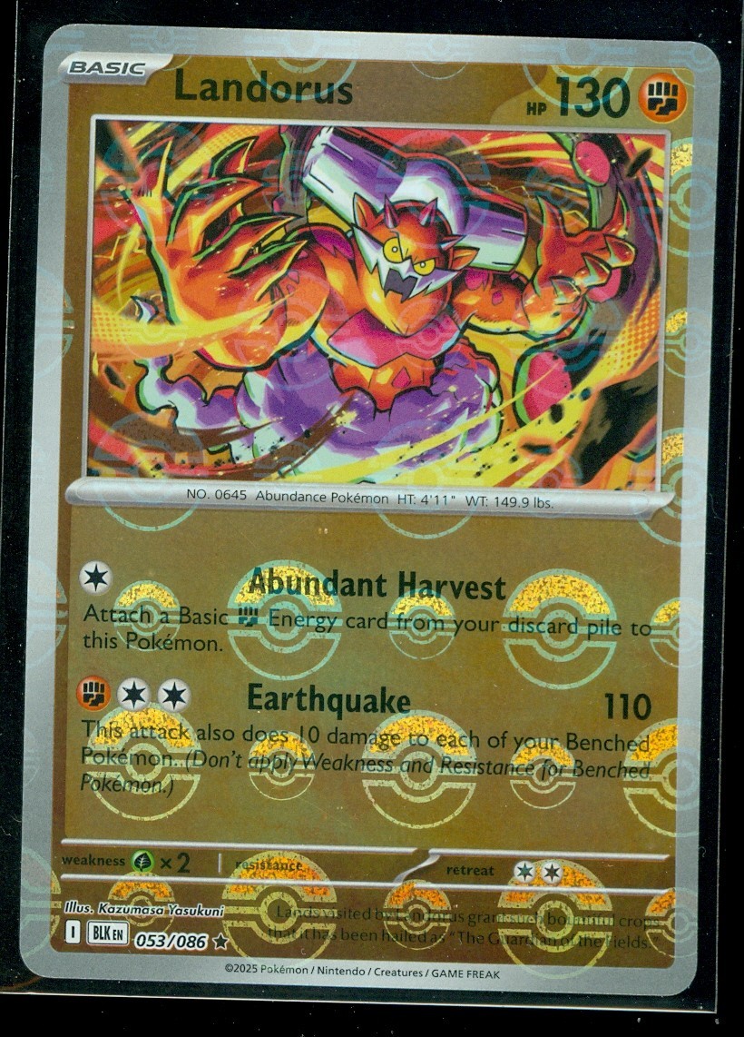 Pokemon LANDORUS 053/086 - Black Bolt - Poke Ball Pattern - MINT