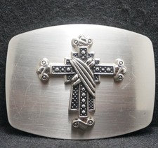 WL15112 REALLY NICE VINTAGE 1970s  CROSS  RELIGIOUS FASHION MENS BELT BUCKLE