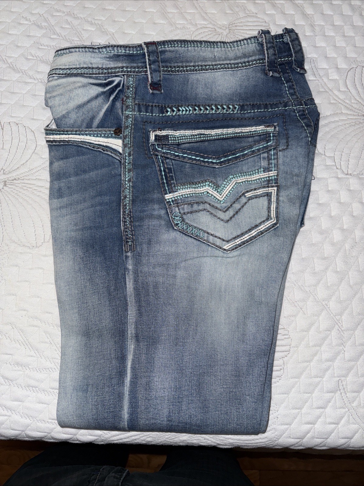 Men Platini Straight Leg 34x30 Blue Denim Jeans