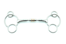 Stainless Steel Three Ring Gag Bit with Copper Rollers   Horse Riding Tack