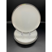 Fukagawa China Arita 900P Set of 4 Salad Plates White with Silver Rim 7.75"